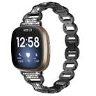 For Fitbit Versa 3 Oval Diamond Stainless Steel Watch Band(Black) - 1
