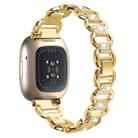 For Fitbit Versa 3 Oval Diamond Stainless Steel Watch Band(Gold) - 2