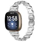 For Fitbit Versa 3 Oval Diamond Stainless Steel Watch Band(Silver) - 1