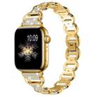 For Apple Watch 42mm / 41mm / 40mm / 38mm Oval Diamonds Steel Watch Band(Gold) - 1