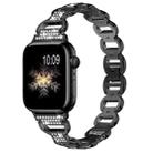 For Apple Watch 46mm / 49mm / 45mm / 44mm Oval Diamonds Steel Watch Band(Black) - 1