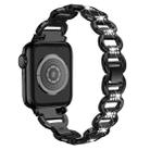 For Apple Watch 46mm / 49mm / 45mm / 44mm Oval Diamonds Steel Watch Band(Black) - 2