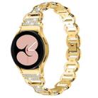 For Samsung Galaxy Watch 7 40mm / 44mm Metal Head Oval Diamond Stainless Steel Watch Band(Gold) - 1