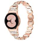 For Samsung Galaxy Watch 7 40mm / 44mm Metal Head Oval Diamond Stainless Steel Watch Band(Rose Gold) - 1