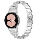 For Samsung Galaxy Watch 7 40mm / 44mm Metal Head Oval Diamond Stainless Steel Watch Band(Silver) - 1