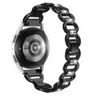20mm Oval Diamond Stainless Steel Watch Band(Black) - 2