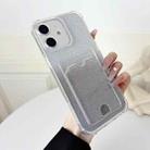 For iPhone 12 Four-cornered Glitter Electroplated Card Bag TPU Phone Case(Transparent) - 1
