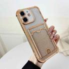 For iPhone 12 Four-cornered Glitter Electroplated Card Bag TPU Phone Case(Gold) - 1