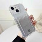 For iPhone 14 Plus Four-cornered Glitter Electroplated Card Bag TPU Phone Case(Transparent) - 1