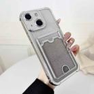 For iPhone 15 Four-cornered Glitter Electroplated Card Bag TPU Phone Case(Silver) - 1