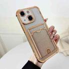 For iPhone 15 Plus Four-cornered Glitter Electroplated Card Bag TPU Phone Case(Gold) - 1