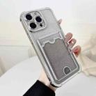 For iPhone 15 Pro Max Four-cornered Glitter Electroplated Card Bag TPU Phone Case(Silver) - 1
