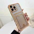For iPhone 16 Pro Max Four-cornered Glitter Electroplated Card Bag TPU Phone Case(Gold) - 1