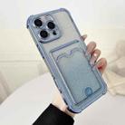 For iPhone 16 Pro Four-cornered Glitter Electroplated Card Bag TPU Phone Case(Blue) - 1