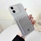 For iPhone 16 Plus Four-cornered Glitter Electroplated Card Bag TPU Phone Case(Transparent) - 1