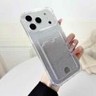 For iPhone 17 Pro Max Four-cornered Glitter Electroplated Card Bag TPU Phone Case(Transparent) - 1