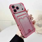 For iPhone 17 Pro Max Four-cornered Glitter Electroplated Card Bag TPU Phone Case(Pink) - 1