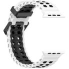 For Apple Watch 46mm / 49mm / 45mm / 44mm Ocean Double-row Hole Two-color Silicone Watch Band(White Black) - 3