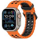 For Apple Watch 46mm / 49mm / 45mm / 44mm Ocean Double-row Hole Two-color Silicone Watch Band(Orange Black) - 1