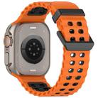 For Apple Watch 46mm / 49mm / 45mm / 44mm Ocean Double-row Hole Two-color Silicone Watch Band(Orange Black) - 2