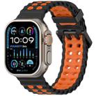 For Apple Watch 46mm / 49mm / 45mm / 44mm Ocean Double-row Hole Two-color Silicone Watch Band(Black Orange) - 1