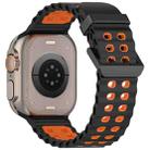 For Apple Watch 46mm / 49mm / 45mm / 44mm Ocean Double-row Hole Two-color Silicone Watch Band(Black Orange) - 2