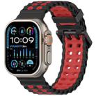 For Apple Watch 46mm / 49mm / 45mm / 44mm Ocean Double-row Hole Two-color Silicone Watch Band(Black Red) - 1