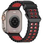 For Apple Watch 46mm / 49mm / 45mm / 44mm Ocean Double-row Hole Two-color Silicone Watch Band(Black Red) - 2