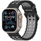 For Apple Watch 46mm / 49mm / 45mm / 44mm Ocean Double-row Hole Two-color Silicone Watch Band(Black Gray) - 1