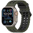 For Apple Watch 46mm / 49mm / 45mm / 44mm Ocean Double-row Hole Two-color Silicone Watch Band(Army Green Black) - 1