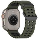For Apple Watch 46mm / 49mm / 45mm / 44mm Ocean Double-row Hole Two-color Silicone Watch Band(Army Green Black) - 2