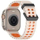 For Apple Watch 46mm / 49mm / 45mm / 44mm Ocean Double-row Hole Two-color Silicone Watch Band(Starlight Orange) - 2