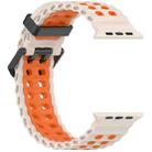 For Apple Watch 46mm / 49mm / 45mm / 44mm Ocean Double-row Hole Two-color Silicone Watch Band(Starlight Orange) - 3