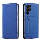 For Samsung Galaxy S23+ 5G Magnetism Skin Feel Card Holder Leather Phone Case(Blue) - 1