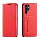For Samsung Galaxy S23+ 5G Magnetism Skin Feel Card Holder Leather Phone Case(Red) - 1