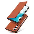 For Samsung Galaxy S23 5G Magnetism Skin Feel Card Holder Leather Phone Case(Brown) - 2