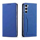 For Samsung Galaxy S23 5G Magnetism Skin Feel Card Holder Leather Phone Case(Blue) - 1
