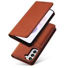 For Samsung Galaxy S21 5G Magnetism Skin Feel Card Holder Leather Phone Case(Brown) - 2