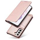 For Samsung Galaxy S21 5G Magnetism Skin Feel Card Holder Leather Phone Case(Rose Gold) - 2