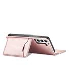 For Samsung Galaxy S21 5G Magnetism Skin Feel Card Holder Leather Phone Case(Rose Gold) - 3