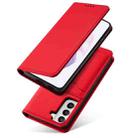 For Samsung Galaxy S21+ 5G Magnetism Skin Feel Card Holder Leather Phone Case(Red) - 2