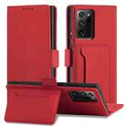 For Samsung Galaxy Note20 Ultra Magnetism Skin Feel Card Holder Leather Phone Case(Red) - 1