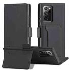 For Samsung Galaxy Note20 Ultra Magnetism Skin Feel Card Holder Leather Phone Case(black) - 1