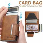 Suteni oil wax-patterned left and right buckle buttons automatically pop out the card box(Brown) - 2