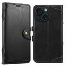 For iPhone 15 Suteni Q-03 Oil Wax Magnetic Clasp Leather Phone Case(Black) - 1