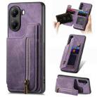 For Redmi Turbo 4 Retro Leather Zipper Wallet Back Phone Case(Purple) - 1