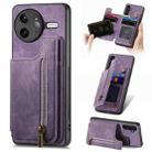 For Redmi K80 / Poco F7 Pro Retro Leather Zipper Wallet Back Phone Case(Purple) - 1
