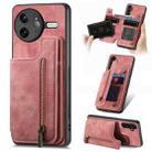 For Redmi K80 Pro / Poco F7 Ultra Retro Leather Zipper Wallet Back Phone Case(Pink) - 1