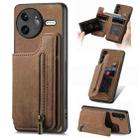 For Redmi K80 Pro / Poco F7 Ultra Retro Leather Zipper Wallet Back Phone Case(Brown) - 1