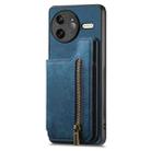 For Redmi K80 Pro / Poco F7 Ultra Retro Leather Zipper Wallet Back Phone Case(Blue) - 2